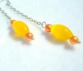 Opal Earrings Canary Yellow Long