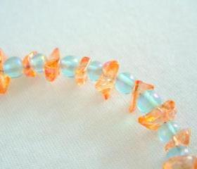 Beach Bracelet Semi Precious Freeform Chips Iridescent Blue Coral