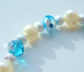 Pearl Bracelet Aqua Swarovski Stardust Silver 