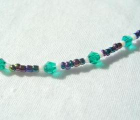 Green Anklet Black AB Swarovski Crystal 